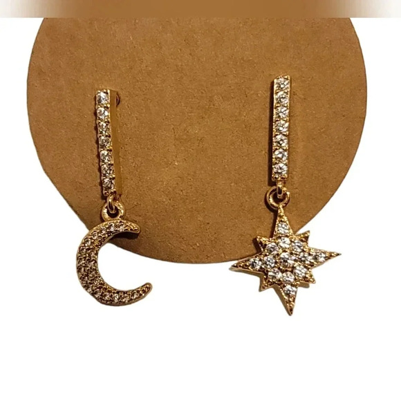 Jewelry - Moon & Star Dangle Stud Earrings